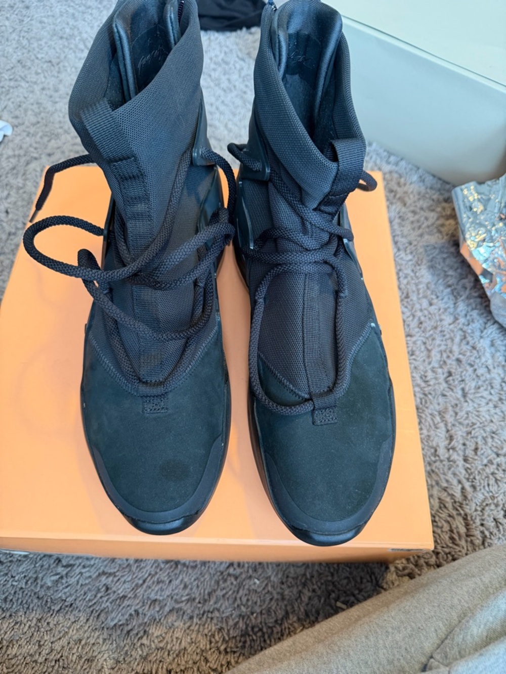 Fear of God Nike Air Fear of God 1 Off Noir Box Label - Orange Box